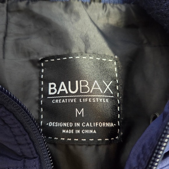 BAUBAX Women's Hooded Travel Bomber Jacket-Blue/Black Size M - Picture 5 of 8